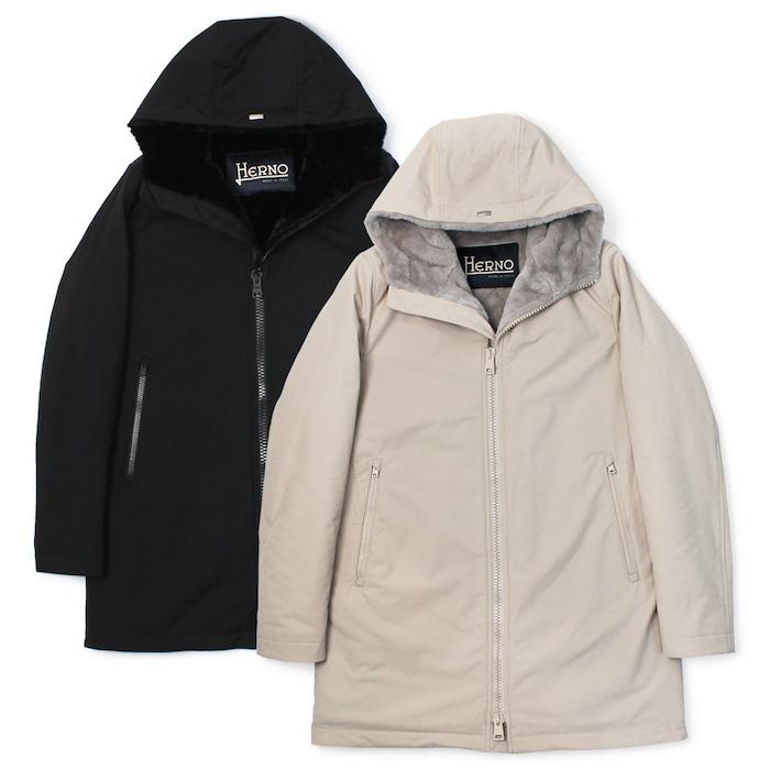 HERNO ヘルノ / フーデッド コート ナチュラルストレッチ エコファー 