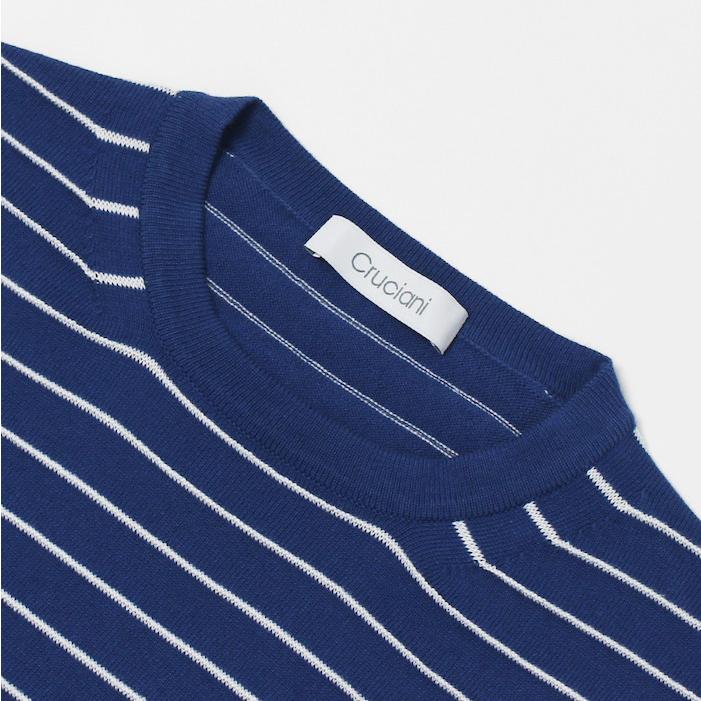 クルチアーニ／コットンリネン／クルーネックニット／ブルー／48