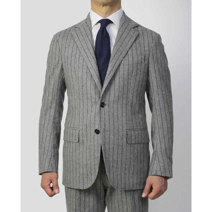 デ ペトリロ / De Petrillo / ワンプリーツ スーツ / ウール フランネル ストライプ柄 3B 段返り / LINEA NAPOLI / NAPOLI / 返品・交換不可の画像