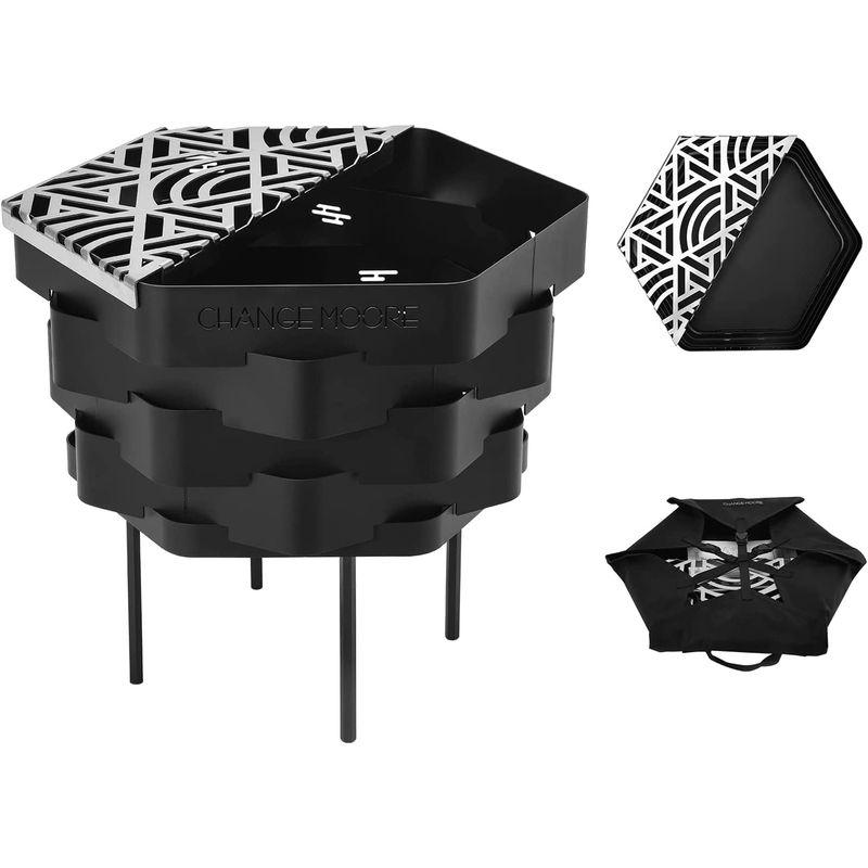 CHANGE MOORE 焚き火台 大型 簡単組み立て 焼き網付き コンパクト バーベキューコンロ 高さ調整可能 焚火台 キャンプ アウトド MOORE 焚き火台 大型 簡単組み立て 焼き網付き コンパクト バーベキューコンロ 高さ調整可能 焚火台 キャンプ アウトド また