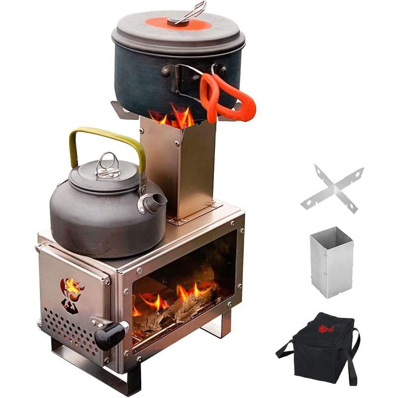 UPF 薪ストーブ キャンプ 耐熱ガラス窓付き ミニ薪ストーブ ステンレス鋼 ロケットストーブ 煙突付き 小型 ソロストーブ 焚き火台 コン 薪ストーブ キャンプ 耐熱ガラス窓付き ミニ薪ストーブ ステンレス鋼 ロケットストーブ 煙突付き 小型 ソロストーブ 焚き火台 コン