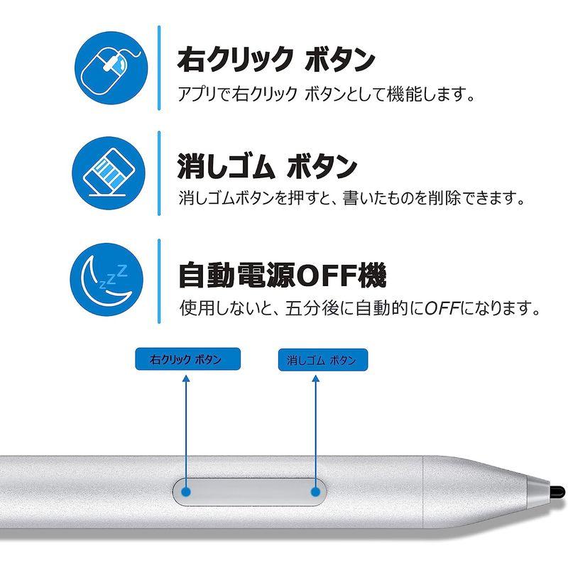 Surface用 互換 タッチペン スタイラスペン 磁気吸着機能 サーフェス 黒