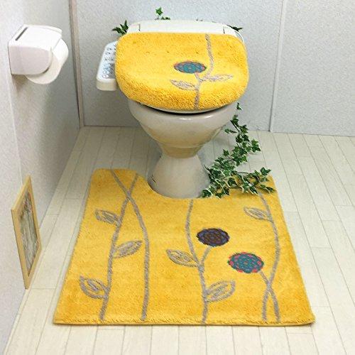 日本の職人技 モダン 耳長 花 かわいい おしゃれ イエロー トォワ エトフ オカ セット 2点 ふたカバー 洗浄暖房型 75 65cm トイレマット ロング 北欧 金運の黄色 フラワー トイレ用マット カバーセット Sundplast Se