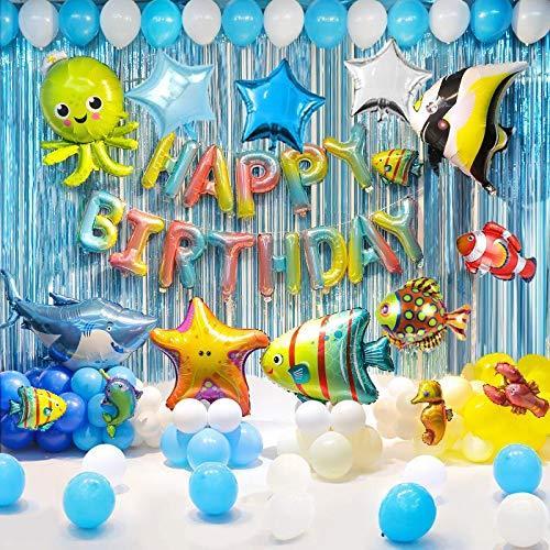 誕生日 飾り 子供の誕生日パーティーの飾り Happybirthdayバルーン 海洋生物の世界のテーマの誕生日パーティー クリスマス 男の子 巨大 風 S Luce Japan 通販 Yahoo ショッピング