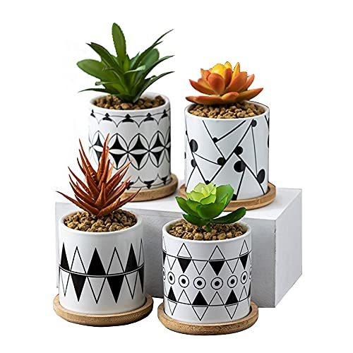 多肉植物 鉢 植木鉢 おしゃれ 陶器鉢 観葉植物 鉢 多肉 鉢 サボテン鉢 事務室 ベランダ 客間の最優秀装飾 竹製トレイ付き 4点セット Jhb S Luce Japan 通販 Yahoo ショッピング