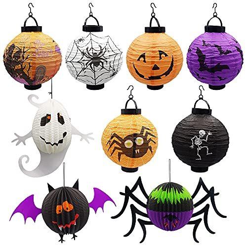 72 Off ハロウィンセット Led提灯 紙製 飾り 毎年使える おばけ かぼちゃ クモ コウモリ 組み立て簡単 9種類 Wantannas Go Id