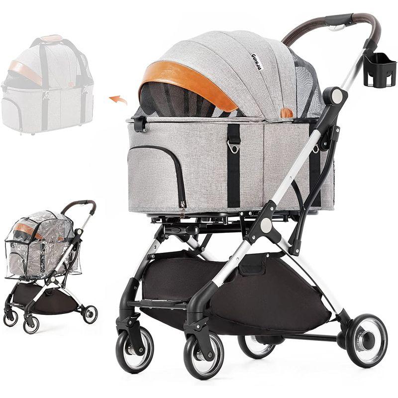 【訳あり・新品】 HRking.HANRAY 分離型 折りたたみ ペットカート 3wayモデル 対面式 4輪 犬用ベビーカー 前輪360°回転 後輪ブレーキ付 【2005678596】(10817円)