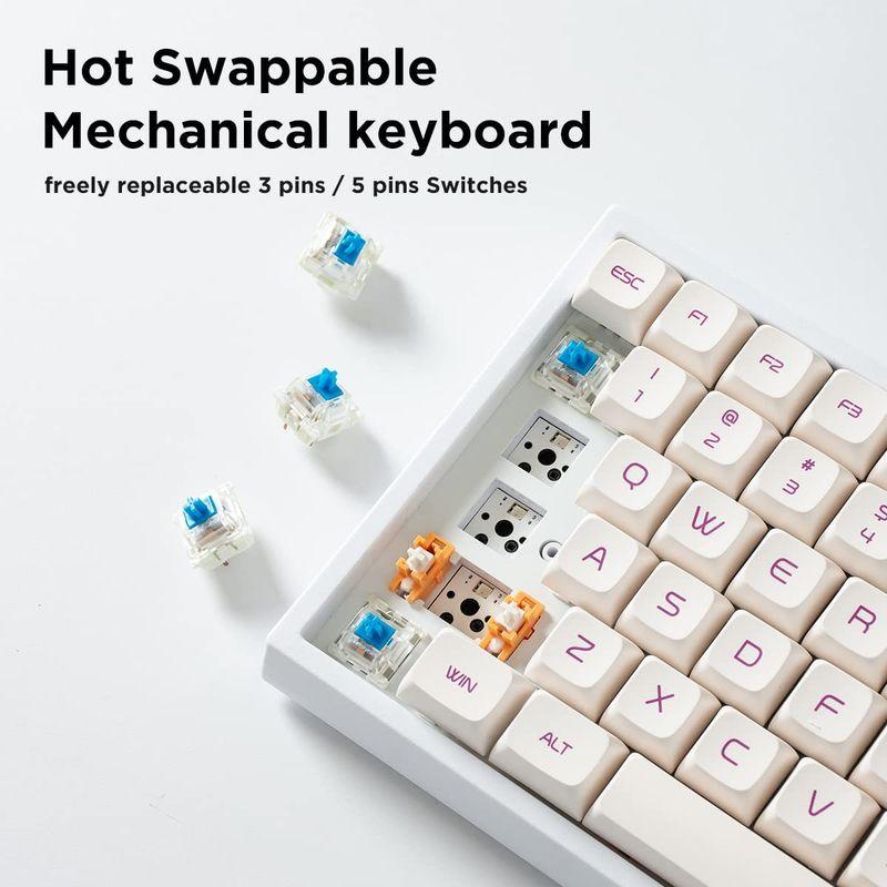 YUNZII YZ84 75％ホットスワップ可能メカニカルキーボード 2.4G / USB-C/Bluetoothキーボード RGBバックラ USB Win YZ84 75％ホットスワップ可能メカニカルキーボード 4G C/Bluetoothキーボード RGBバックラ