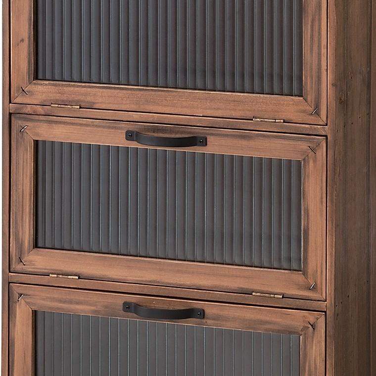 フラップチェスト キャビネット/ガラス 扉付き 3段/幅40 奥行30 高さ