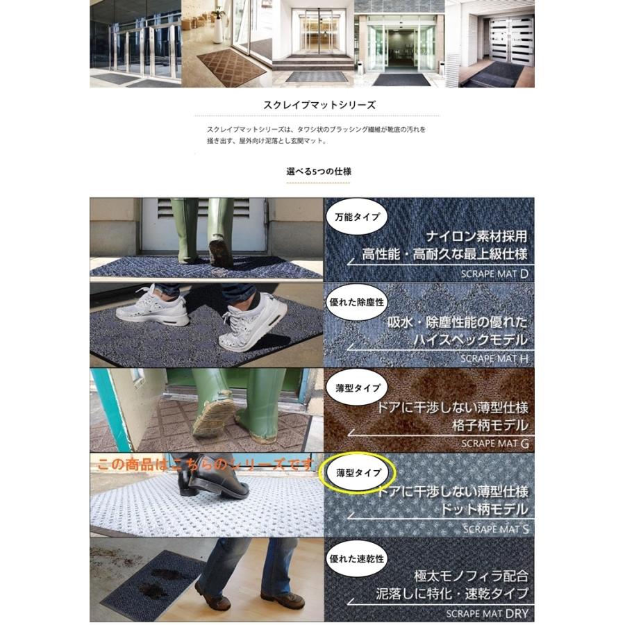 ドアマット 靴拭きマット/45×75cm/洗える/スクレイプマットS 薄型ドット柄/日本製/業務用/２カラー |  | 11
