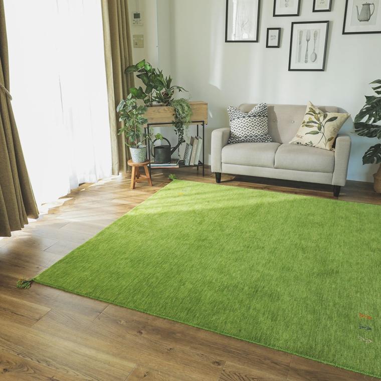 ギャベ ラグ 絨毯/190×190cm/ウール100%/手織りギャッベ/床暖/7色  