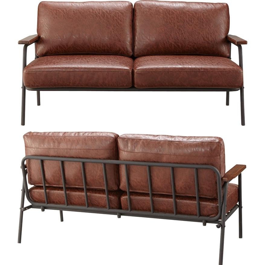 ソファ　ソファベッド　レトロ　2人掛け ソファー ソファ/二人掛け/ヴィンテージ風 合皮/ポケットコイル仕様/幅