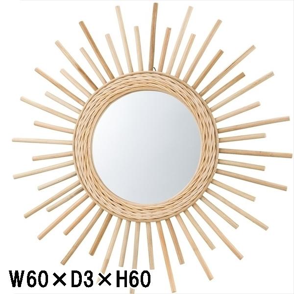 ウォールミラー 鏡 ミラー/手編み ラタン/幅60 高さ60｜lucentmart-interior