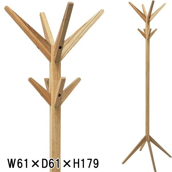 ポールハンガー 帽子掛 コート掛/天然木/幅61 奥行61 高さ179 | 