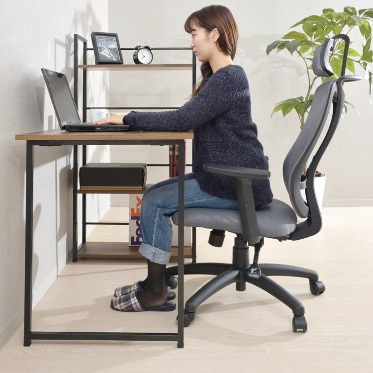 ラック付きデスク120×45WAL/WH