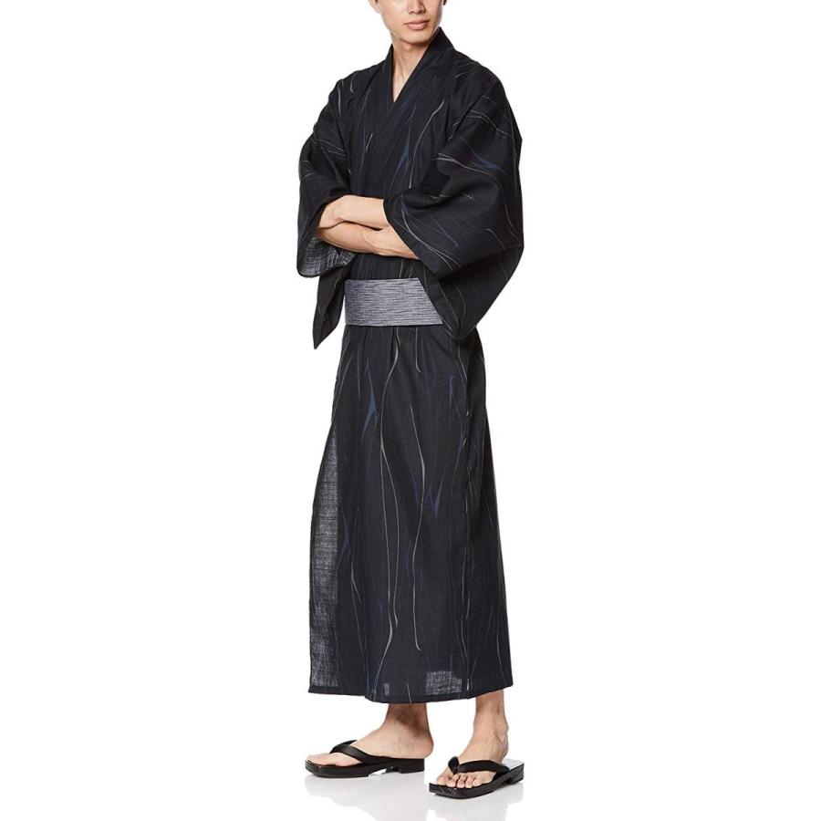 ワタツジン メンズ浴衣 ゆらぎ縞 紺 紺 日本 L 日本サイズl相当 Supersport Tn