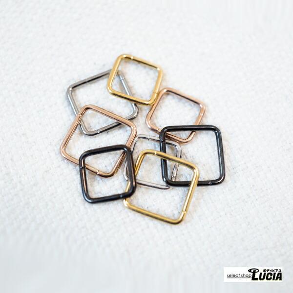 即日出荷】チタン 16G 18G ピアス ボディピアス リングピアス スクエア