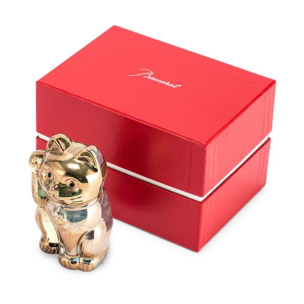 美品【バカラ本物】置物/まねき猫/クリスタル/クリア×ゴールド バカラ 今ならポイントUP 【並行輸入品】 まねき猫 置物