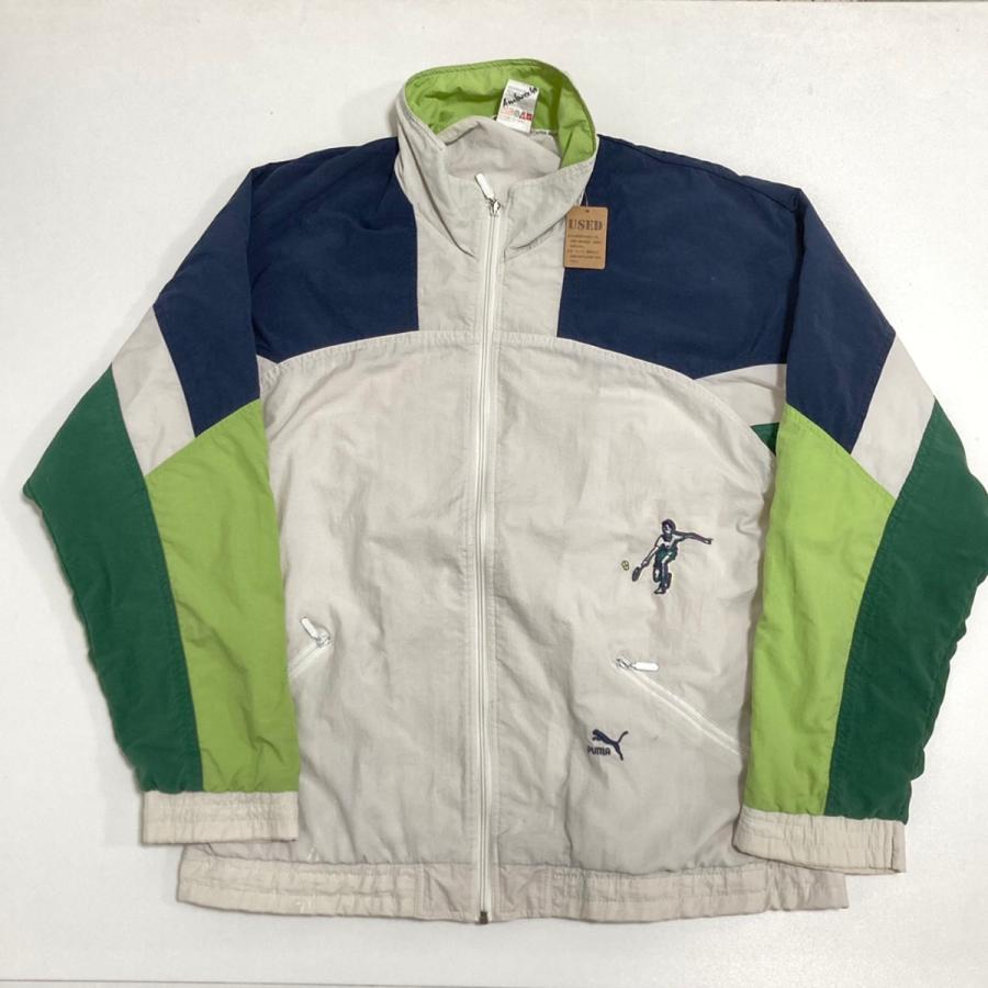 PUMA 【古着】PUMA（プーマ） ナイロンジャケット 白・紺・黄緑