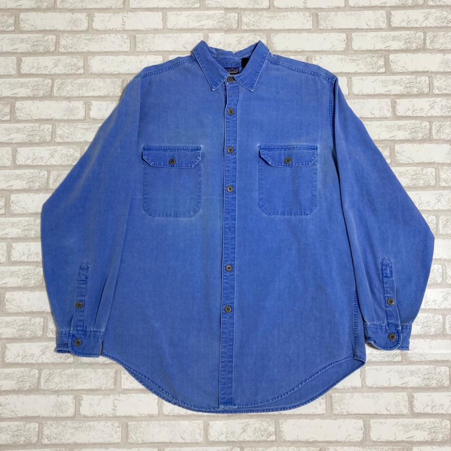 【古着】patagonia(パタゴニア) 　人気ブランド　USED胸ポケット付きブルーワイシャツ  　100％コットン　XLサイズ｜lucidobell