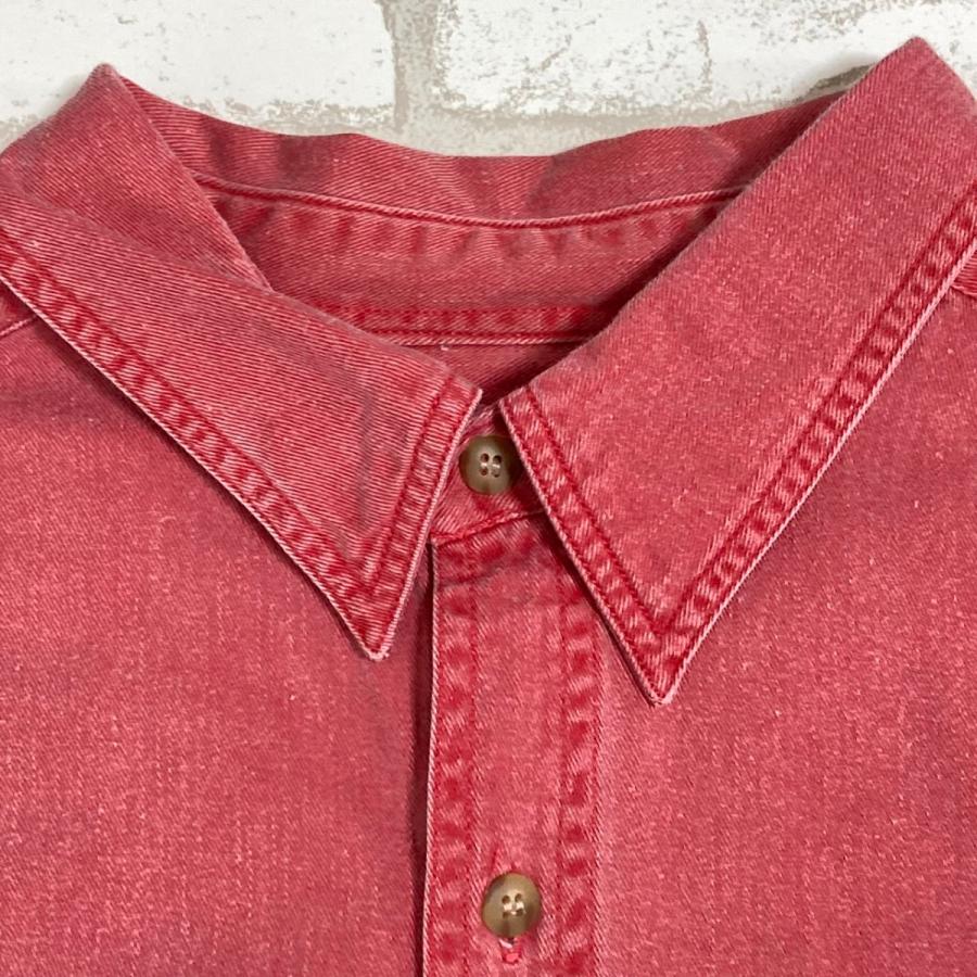 古着 Marlboro マルボロ 長袖シャツ 無地シャツ 赤 レッド XLサイズ