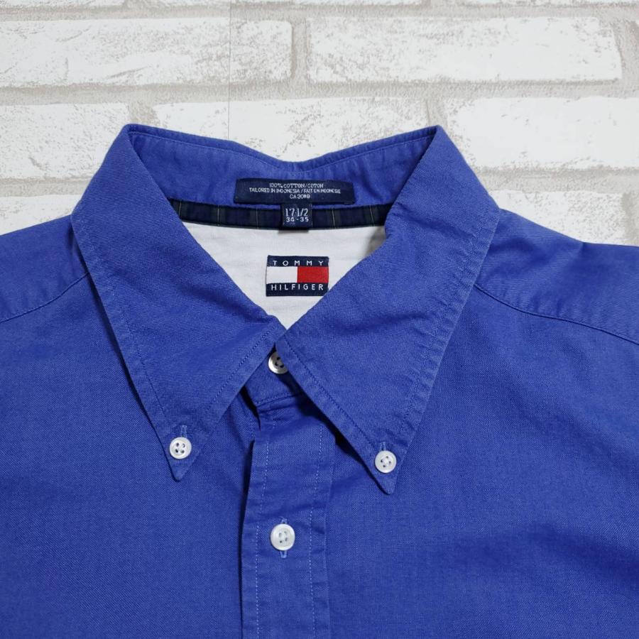 長袖シャツ トミーヒルフィガー 古着 青 17 1/2 34‐35 XL サイズ相当 90年代 TOMMY HILFIGER｜lucidobell｜04