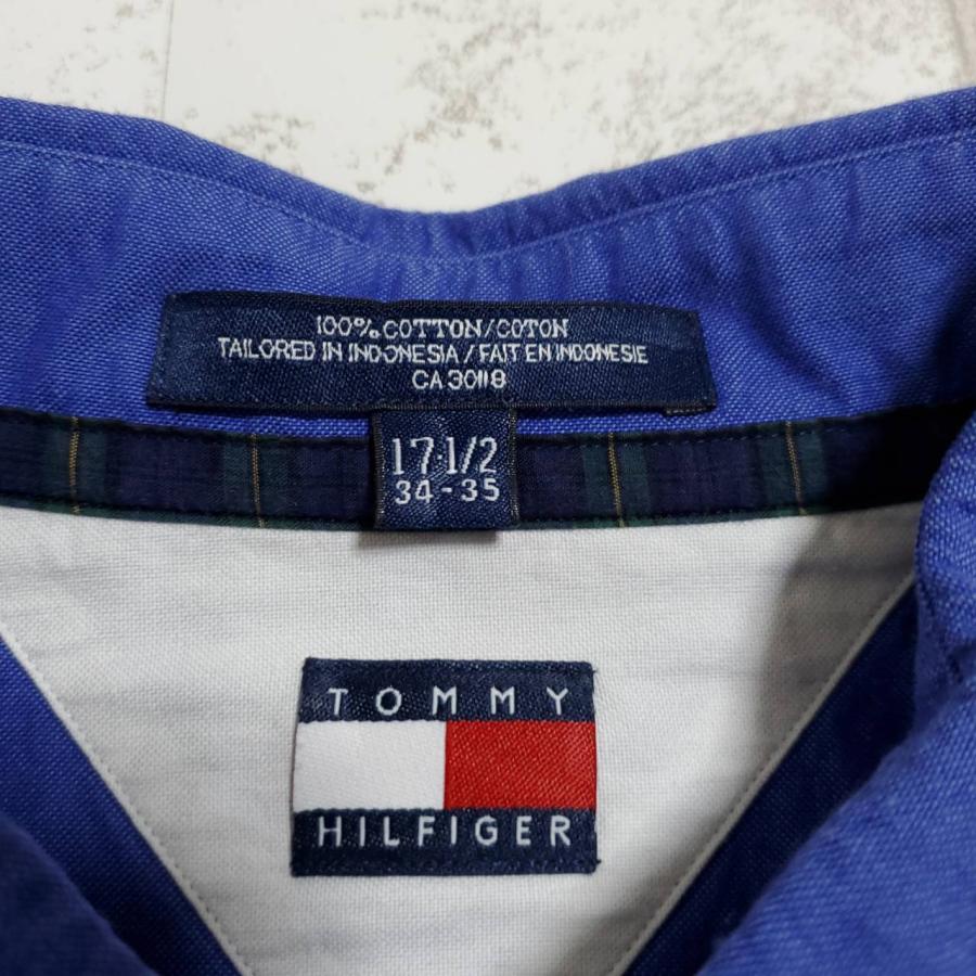 TOMMY HILFIGER 長袖シャツ トミーヒルフィガー 古着 青 17 1/2