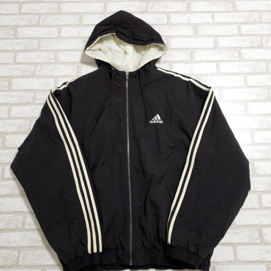 古着】adidas（アディダス） フード付きナイロンジャケット Lサイズ 