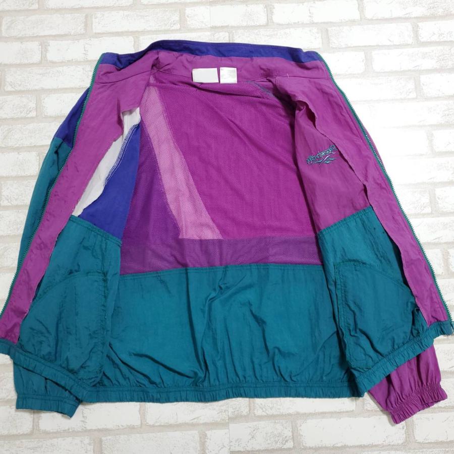 【古着】Reebok（リーボック）　ナイロンジャケット　マルチカラー　紫　青　白　Mサイズ　ナイロン100％｜lucidobell｜04