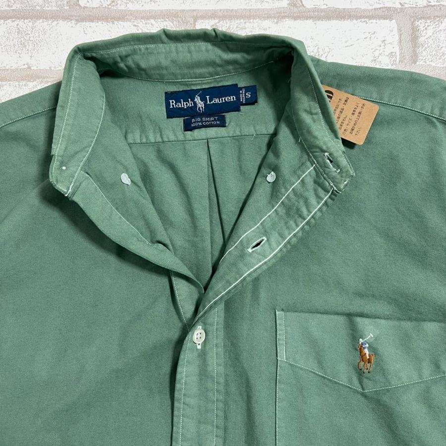 ラルフローレン　リネン長袖シャツ　グラデーション　グリーン　オーバーサイズ　M RALPH LAUREN（ラルフローレン）グラデーション リネンシャツ M
