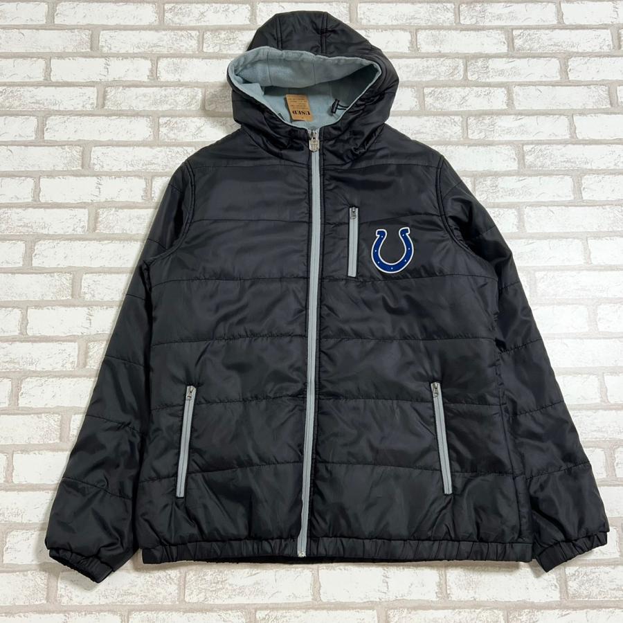 【古着】NFL・PROLINE　COLTSダウンジャケット　黒・ブラック　Mサイズ　100％ポリエステル_1