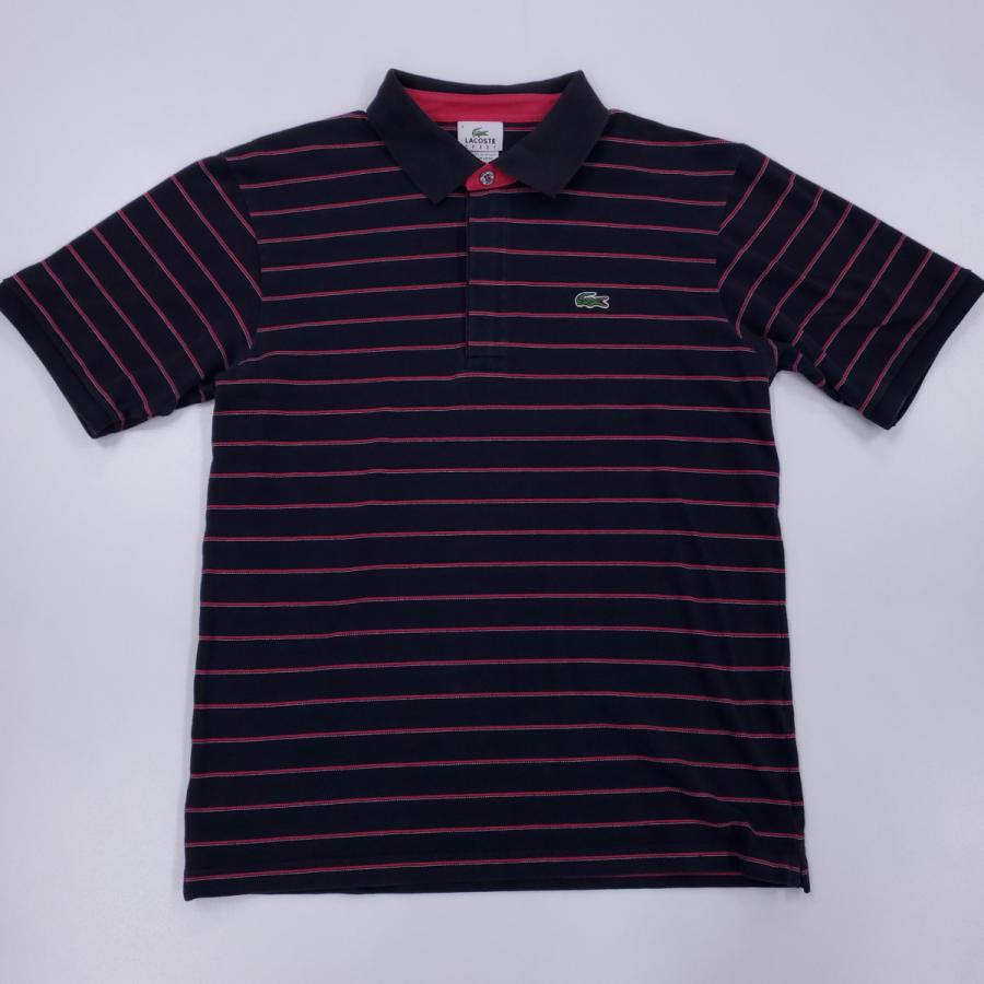 LACOSTE（ラコステ） ポロシャツ 古着 半袖 ボーダー柄 黒 : Lucido