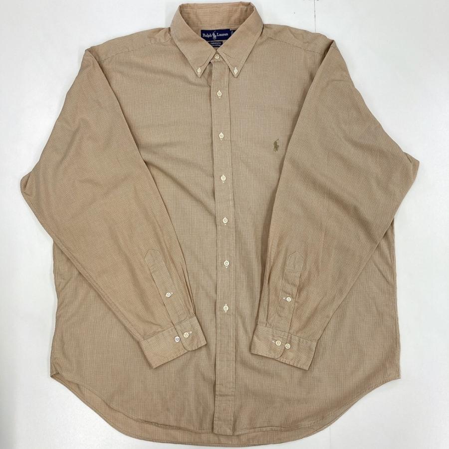 ラルフローレン 長袖シャツ 古着 チェック柄 薄茶 ベージュ RALPH