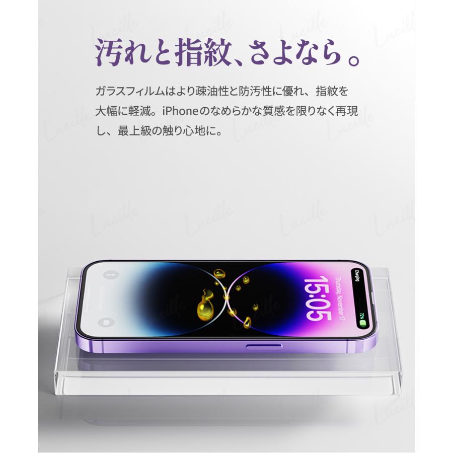 Lucille iPhone15Pro 15 ガラスフィルム 2枚入り 簡単ガイド付き