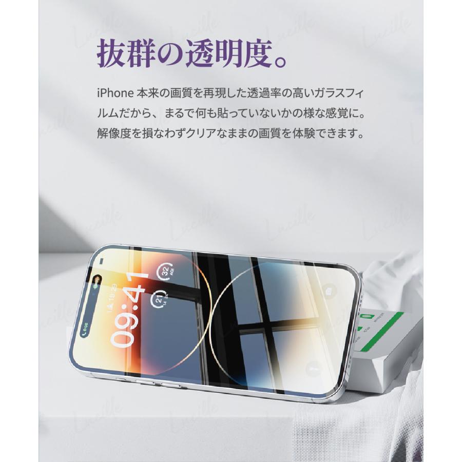 Lucille iPhone15Pro 15 ガラスフィルム 2枚入り 簡単ガイド付き