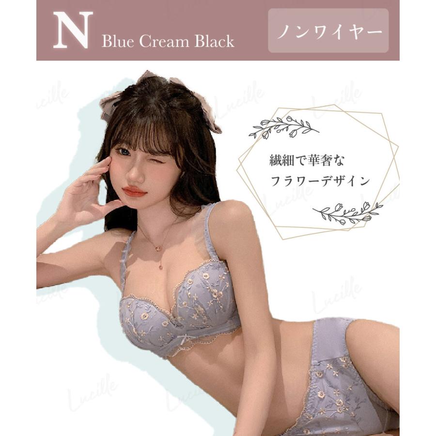 ブラジャー ショーツ セット ノンワイヤー 盛れる きれいな谷間 補正ブラ 超盛 ブラ 育乳  脇高 脇肉 ブラショーツ かわいい ブラセット 韓国B｜lucille-shop｜10