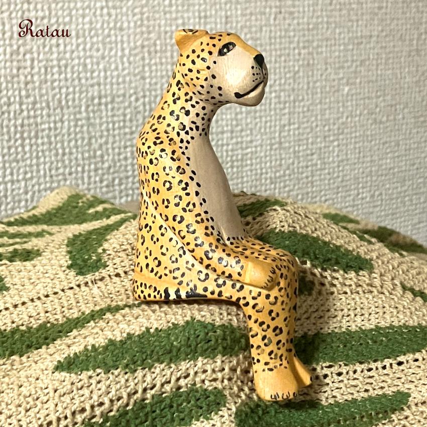 置物 動物オブジェ お座りアニマル ミニサイズ 6点セット 木彫り