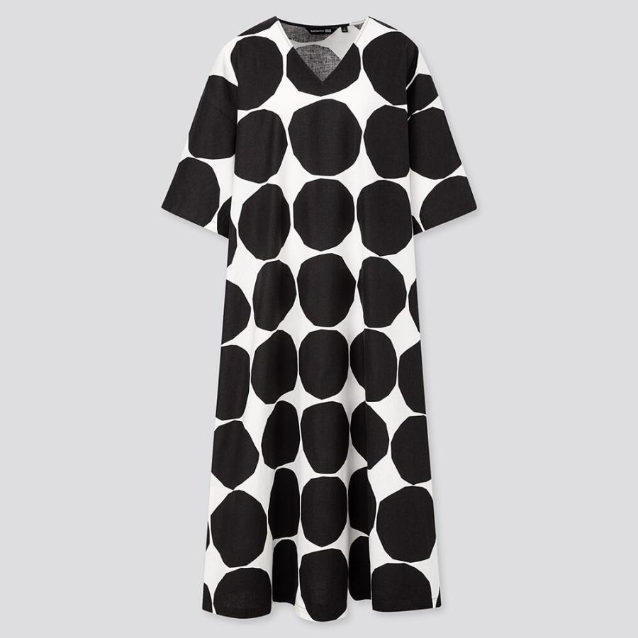 海外限定 マリメッコ marimekko x UNIQLO マリメッコ x ユニクロ ドット柄 コットン リネン 5分袖ワンピース ワイド シルエット  ワンピ ドロップショルダー : dotop : ブランドアップ - 通販 - Yahoo!ショッピング