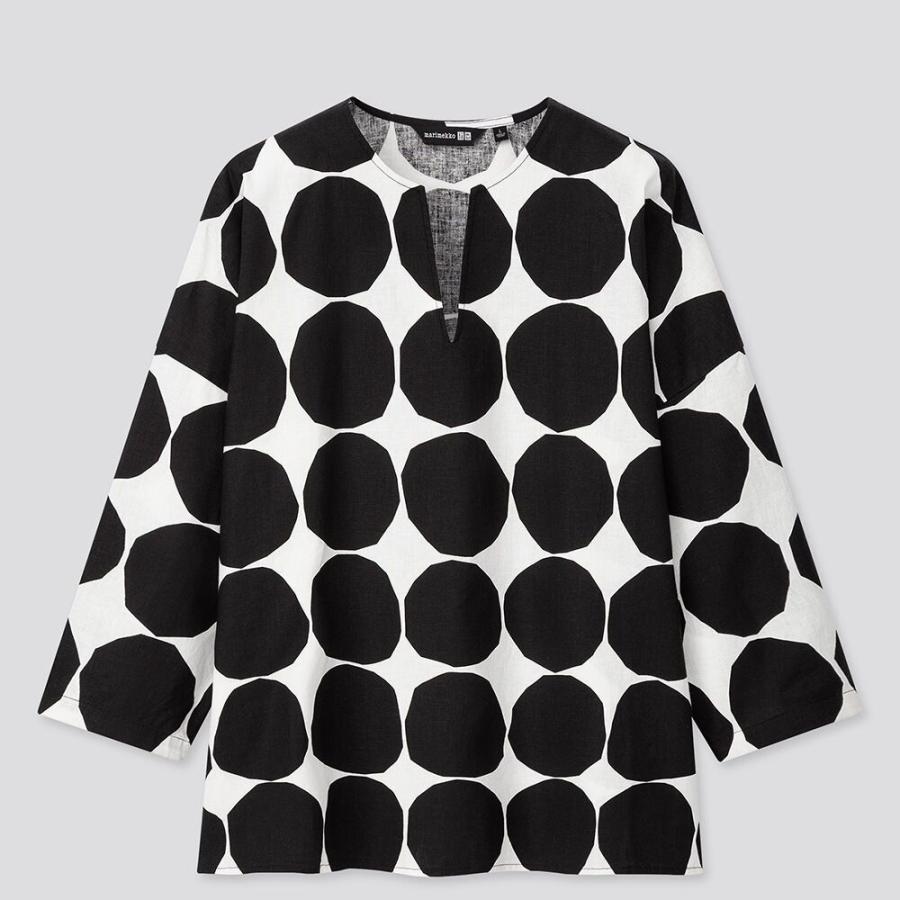 再入荷 海外限定 マリメッコ Marimekko X Uniqlo マリメッコ X ユニクロ ドット 柄 コットン リネン 7分袖シャツ ワイド シルエット ブラウス 水玉 Dotsht ブランドアップ 通販 Yahoo ショッピング