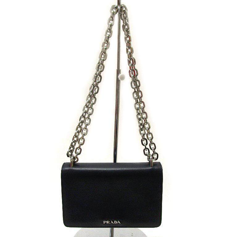PRADA プラダ チェーンショルダー ショルダーバッグ レザー レディース [中古] PRADA（プラダ） チェーンショルダー ショルダーバッグ 本革 レザー