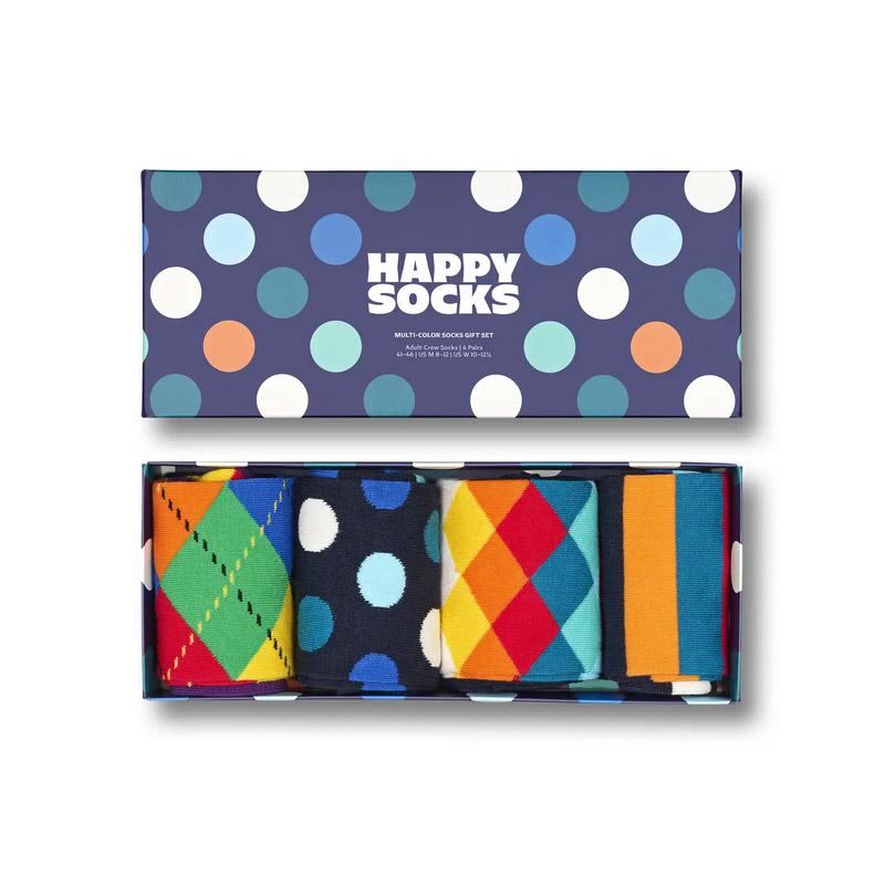 Happy Socks ハッピーソックス 靴下 レディース メンズ クルー丈 おしゃれ ブランド ソックス 4足セット ギフトボックス 綿混 ドット アーガイル柄 ネイビー 紺｜lucius｜03