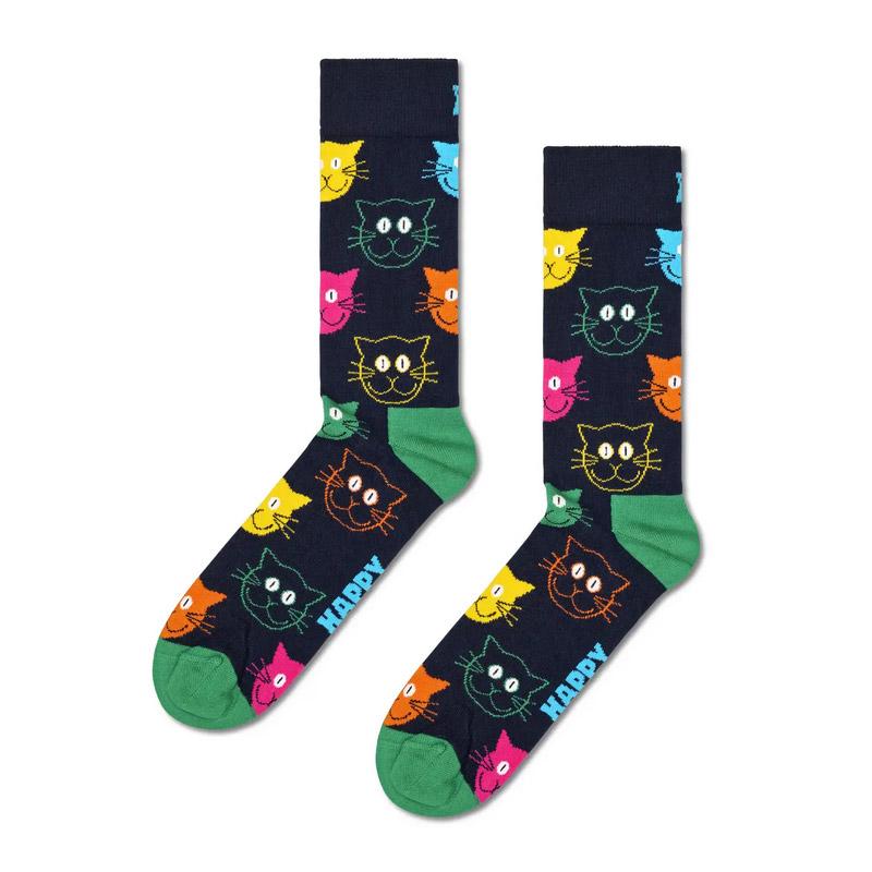 Happy Socks ハッピーソックス 靴下 レディース メンズ ソックス おしゃれ 3足セット ギフトボックス 可愛い クルー丈 カジュアル ギフト ネコ 猫 ブラック 黒｜lucius｜05