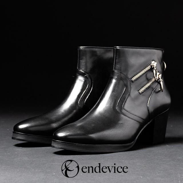 endevice（エンデヴァイス） ブーツ メンズ 本革 厚底 革靴 ヒール