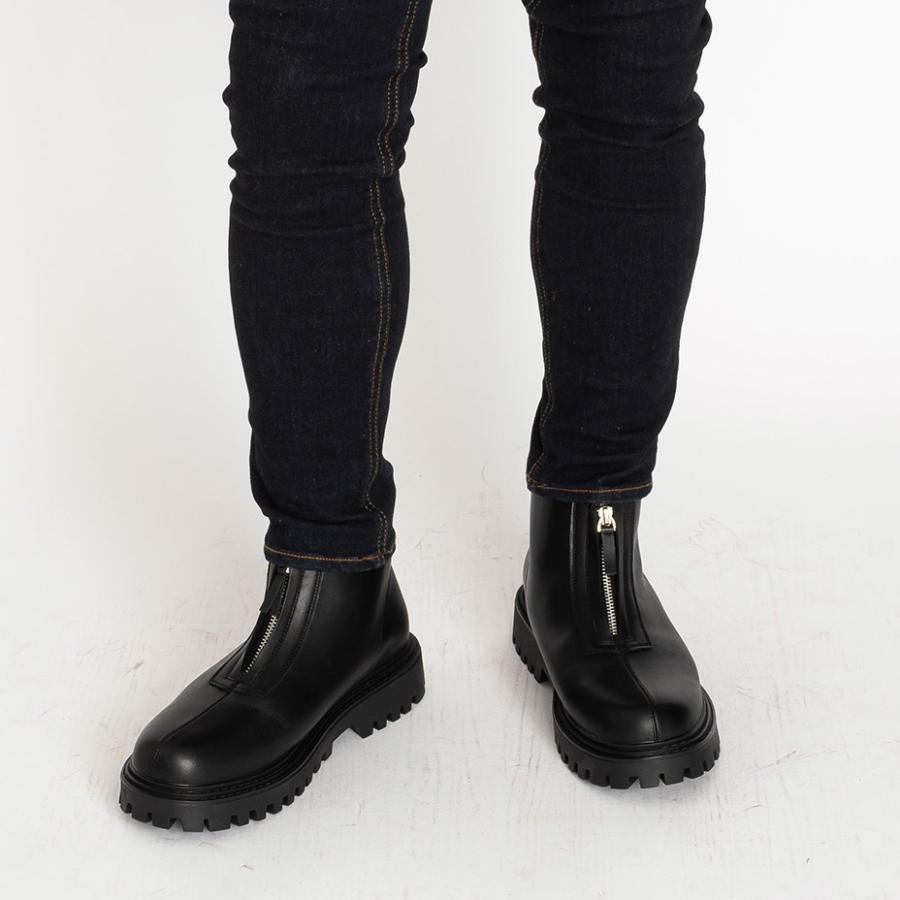 endevice ショートブーツ メンズ フロントジップブーツ センタージップ  