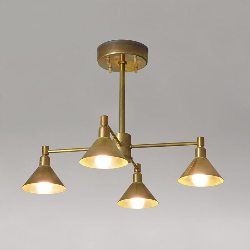 インダストリアルライト 真鍮生地4灯ペンダントライト SSL104A(ランプ別売)