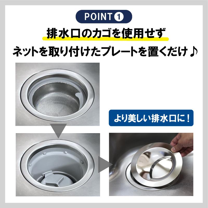 排水口カバー キッチン排水口プレート 生ごみネット取り付け
