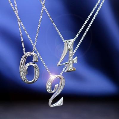 Numberナンバー ダイヤモンド 約0.1ctネックレス K18 18金 PTプラチナ 