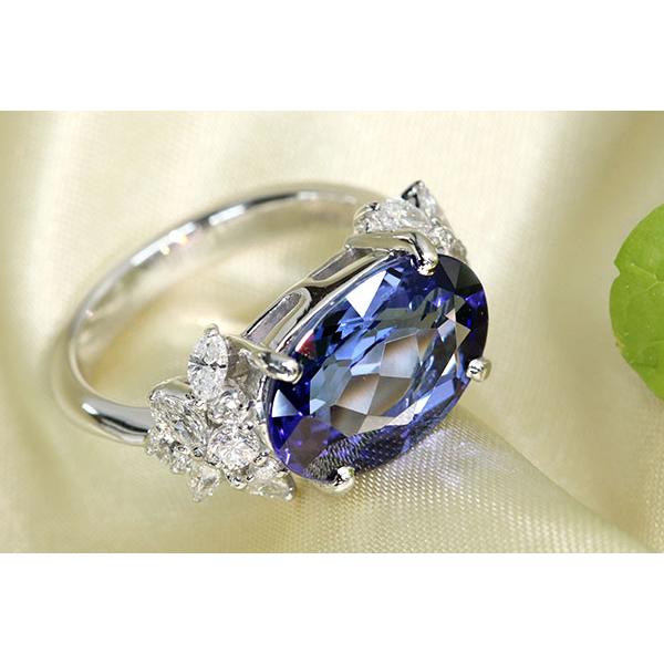 タンザナイト リング/指輪 5.140ct プラチナ900 PT900 豊かな多色性 
