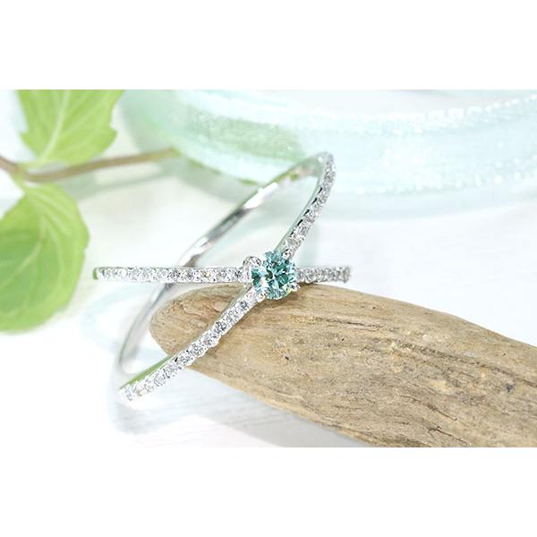 ブルーダイヤモンド（トリーテッド） リング/指輪 0.170ct プラチナ900 PT900 カラーダイア  /青(ブルー)/セレクションジュエリー・新品/届10/1点ものの画像