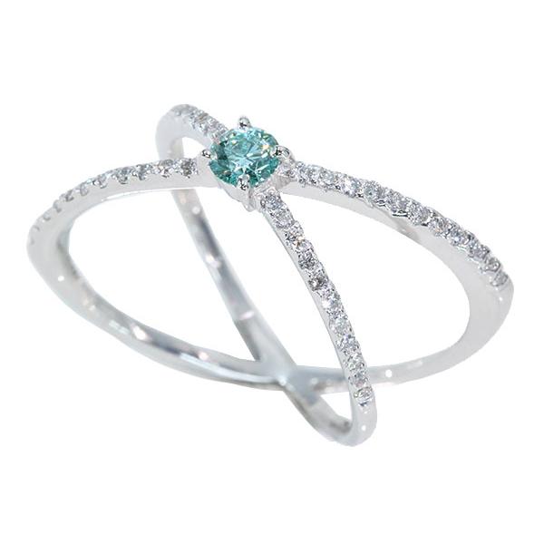 ブルーダイヤモンド（トリーテッド） リング/指輪 0.170ct プラチナ900 PT900 カラーダイア  /青(ブルー)/セレクションジュエリー・新品/届10/1点ものの画像